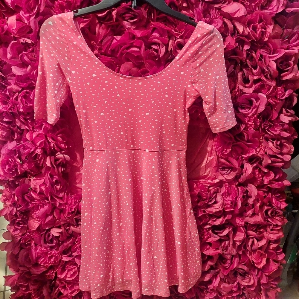 Abercrombie & Fitch Girls Small NWT Coral Mini Dress with White Heart Detail